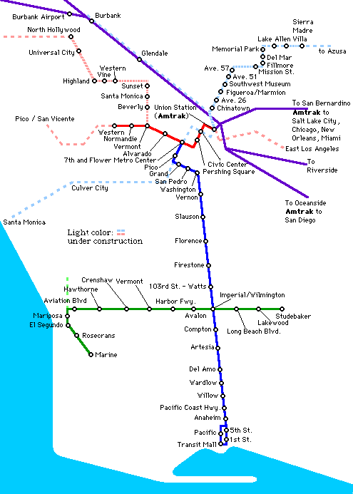 Карта метро Лос-Анджелеса (схема)
