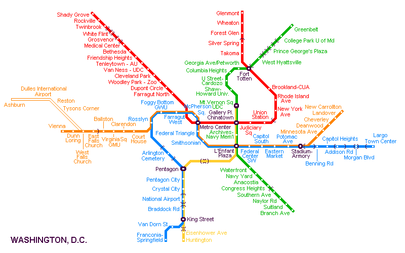 Карта метро вашингтона